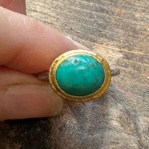 Daniel Gibbings’ Peruvian Turquoise Gold and Silver Ring